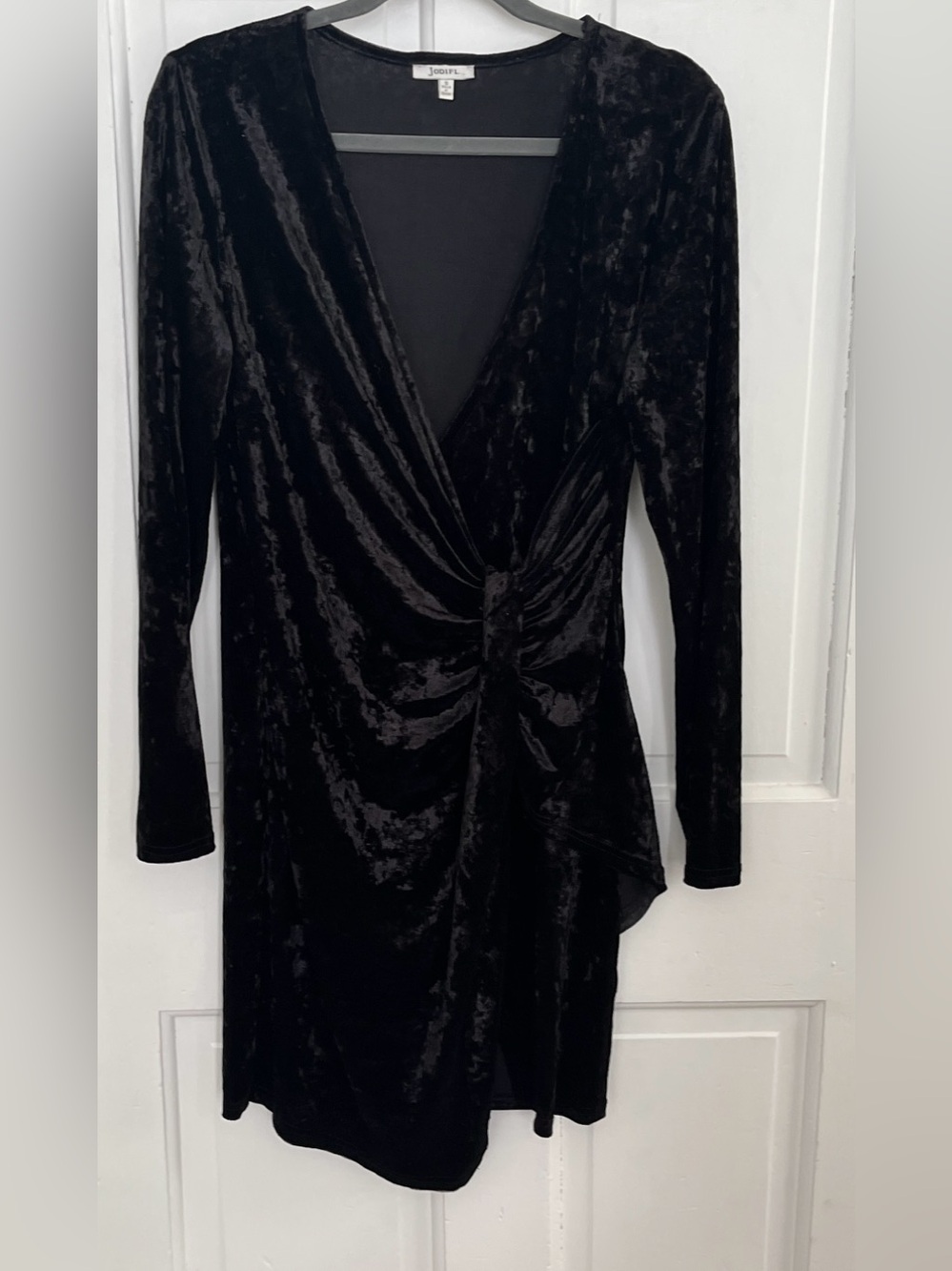 JODIFL size Small Black Crushed Velvet Dress Long S